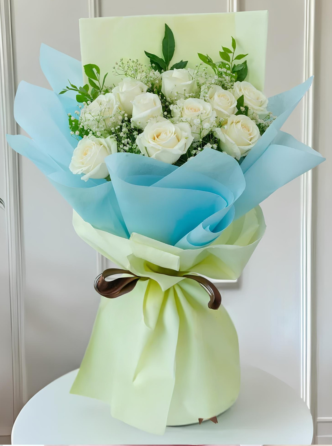 10 Adet Premium Beyaz Gül Buketi